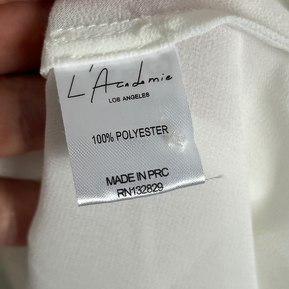 L'Academie White Peplum Button Front Blouse Top Womens Sz XS Revolve Semi Sheer - Picture 8 of 16